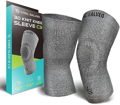 VITAL SALVEO-Compression Recovery Knee Sleeve/brace C3-COMFORT, Pain Relief, Protects Joint - Ideal for Sports and Daily Wear (1 Pair)/L