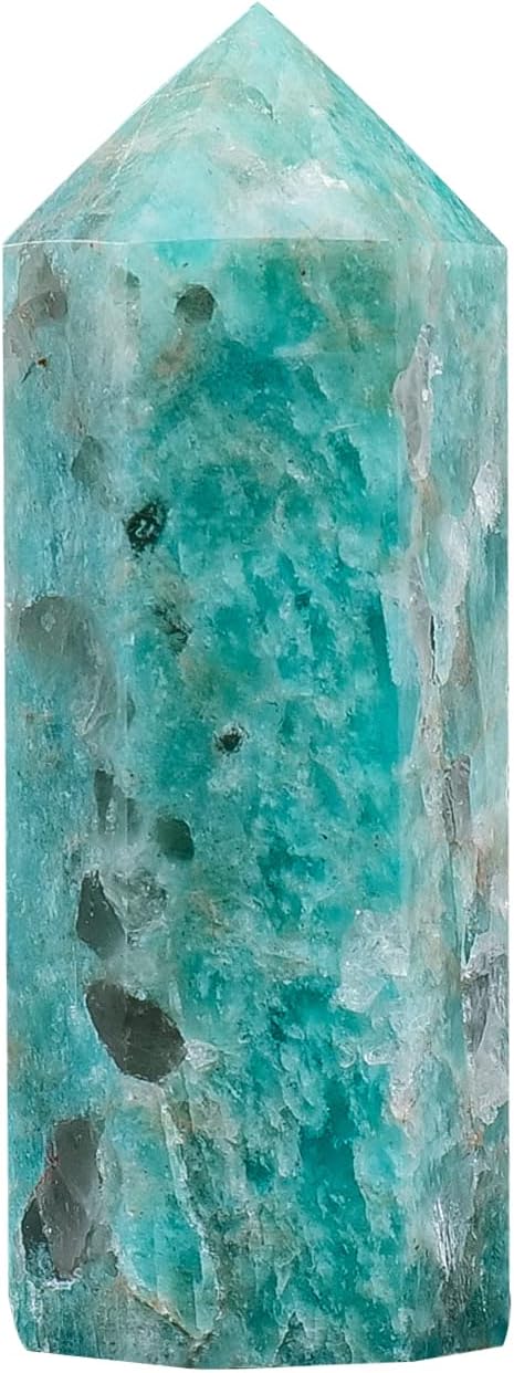 Apengshi Amazonite Natural Healing Crystal Tower 1.57-1.96in(4-5cm) Faceted Single Point Chakra Crystal Stone Meditation Home Decor Collection Gift