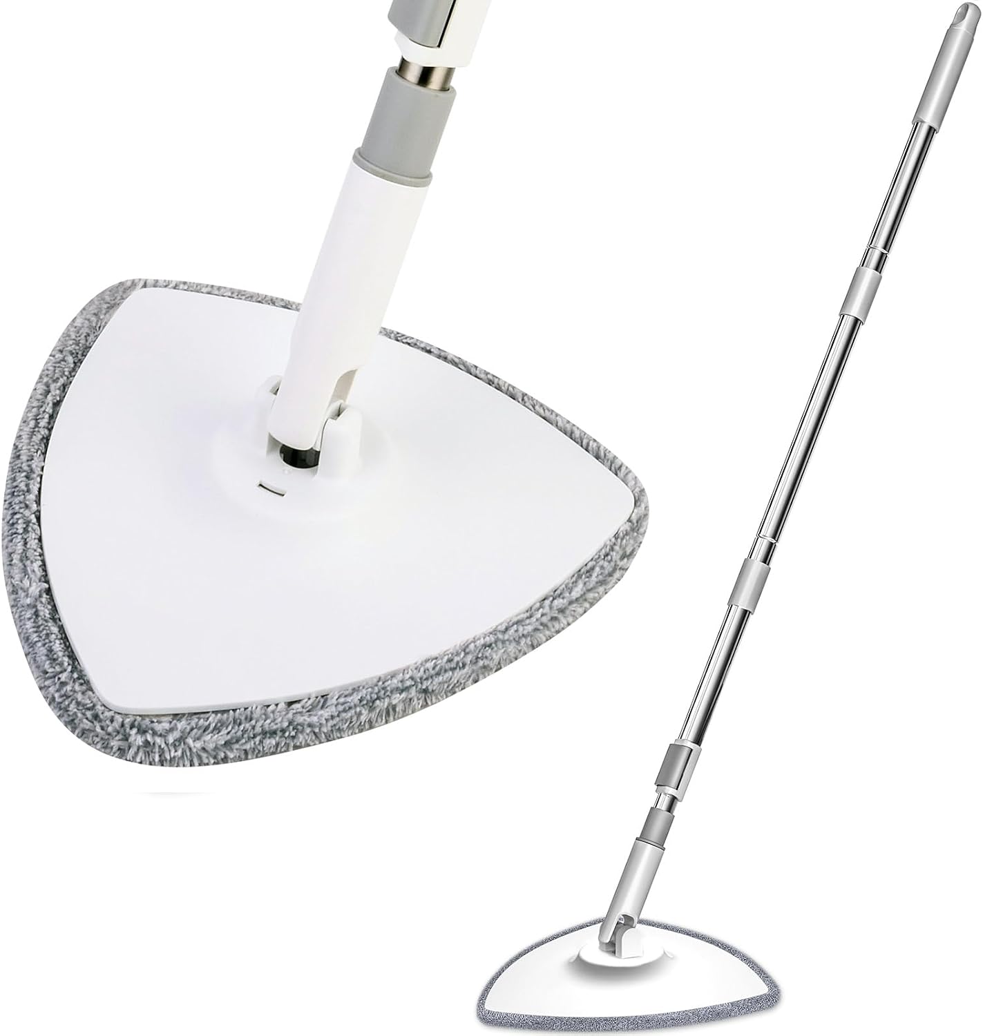 VENETIO Triangle Floor Mop with Washable and Reusable Microfiber Pad, Telescopic Cleaning Mop Set for Wood, Hardwood, Laminate, Vinyl, Ceramic Tile (Refills for INNOWELLCLEAN Spin Mop System)