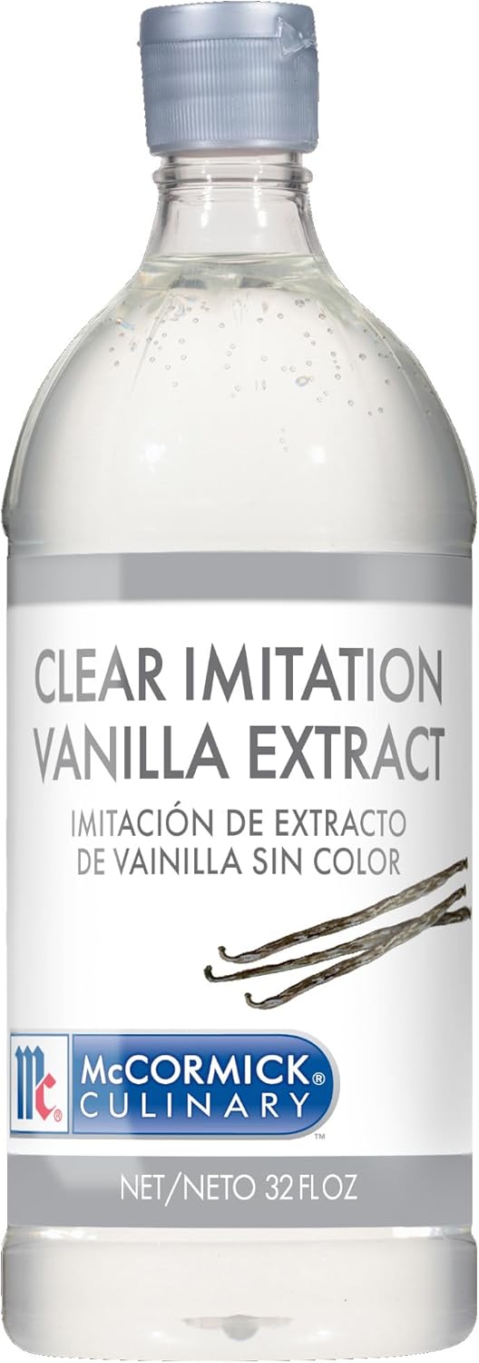 McCormick Culinary Clear Imitation Vanilla Extract, 32 fl oz - One 32 Fluid Ounce Bottle of Clear Vanilla Flavoring for Baking, Perfect in Baked Goods, Frostings, Custards and Desserts