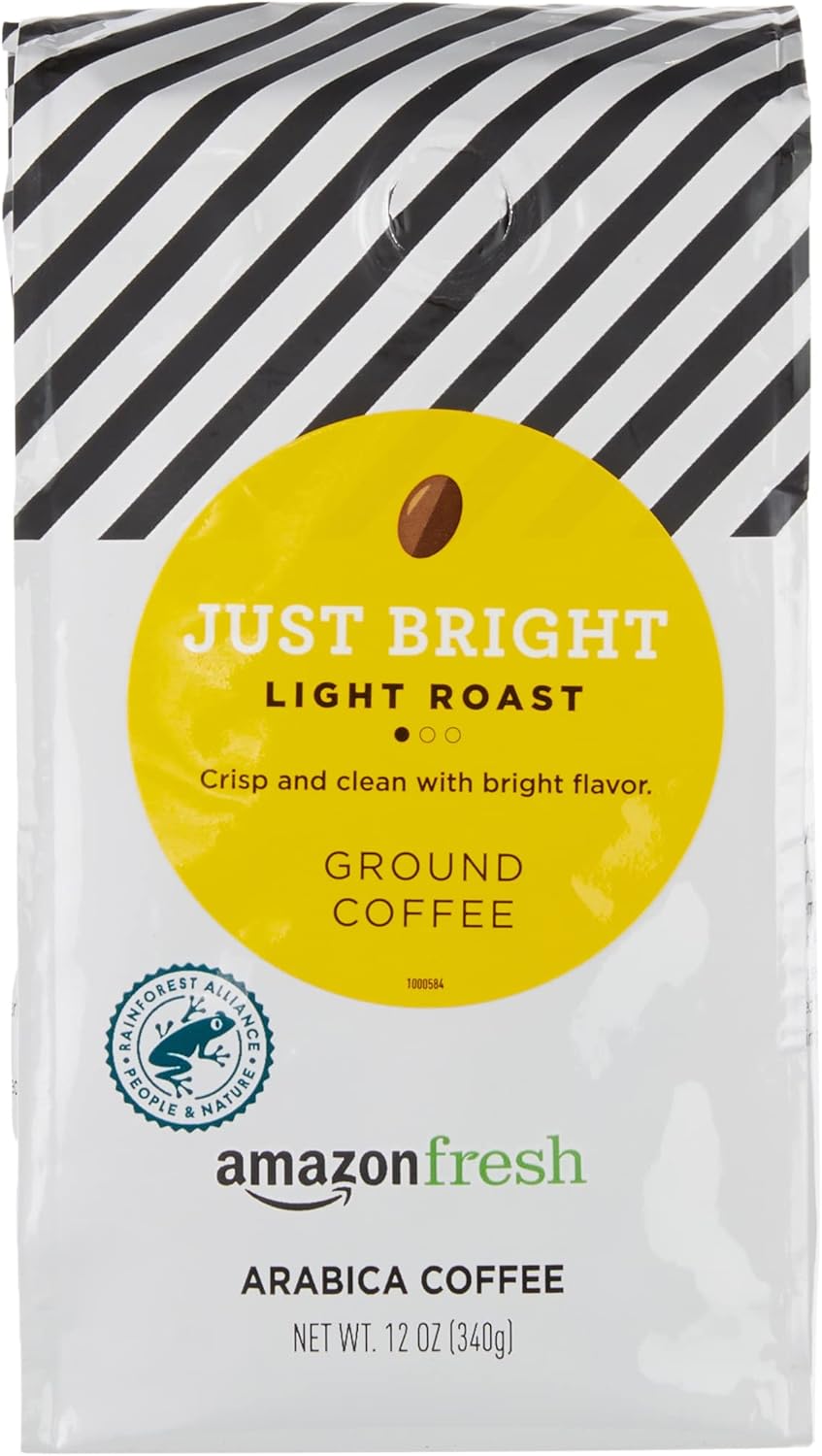 Amazon Fresh, Just Bright Ground Coffee, Light Roast, 12 Oz