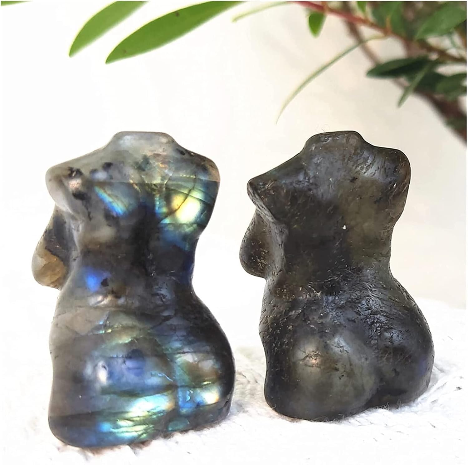 Minerals Stones 1.5inch Crystal Goddess Natural Labradorite Quartz Statue Carved Woman Torso gemper Body Sculpture Polished Energy Healing Crystal Stones Decoration