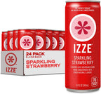 IZZE Sparkling Water Juice Beverage Blend, Strawberry, No Sugar Added, 8.4 FL OZ, 24 Cans