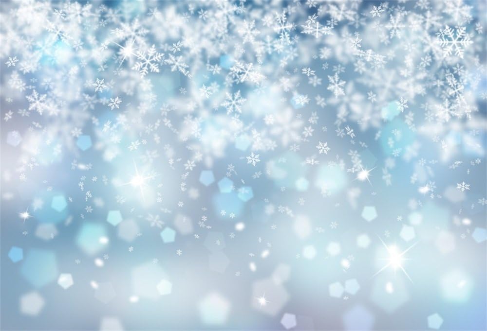 7x5ft Falling Snowflake Portrait Backdrops for Photography Winter Ice Snow Flakes Photo Shoot Newborn Kids Baby Adults Wedding Photo Background Vinyl Photo Booth Props