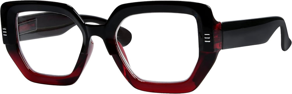 Eyekepper Large Frame Reading Glasses for Women - Fashionable Readers - Red +1.00