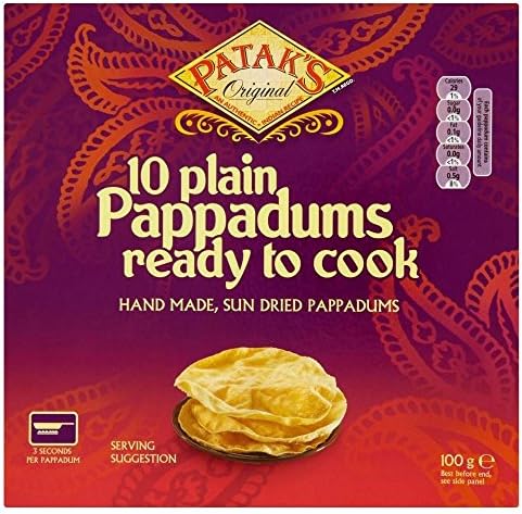 Patak's Plain Ready to Cook Pappadums (10 per pack - 100g) - Pack of 2