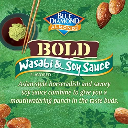 Blue Diamond Almonds, Bold Wasabi & Soy Sauce Flavored Snack Nuts, Bulk Bag, Pantry Staple, GMO-Free, Great for Parties, Lunch, Events, Holiday, and Healthy Snacking, 25 Oz Resealable Bag (Pack of 1)