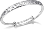 Hammered Texture Silver Bracelet for Women - Adjustable Silver Cuff Bangle, Elegant Boho Chic Jewelry Gift