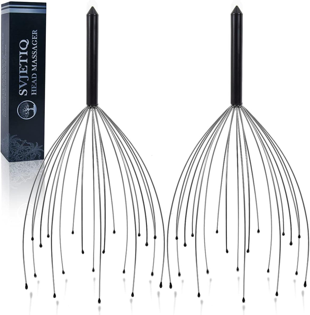 Svjetiq 2 Pack Head Massager Scalp Massager 20 Fingers Handheld Scalp Scratcher Head Scratcher Stress Relax for Deep Relaxing, Christmas Gift Stocking Stuffers for Men Women Adults