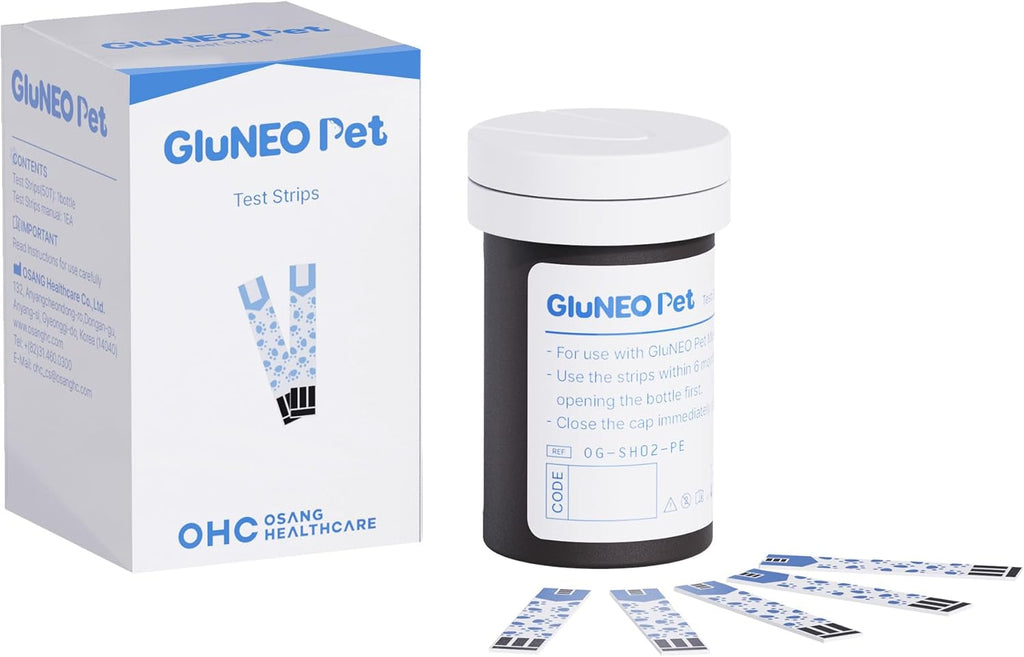 OHC GluNEO Pet Test Strips for Dogs and Cats - Refill Pack of 50 Test Strips and 50 Lancets Compatible with GluNEO Pet