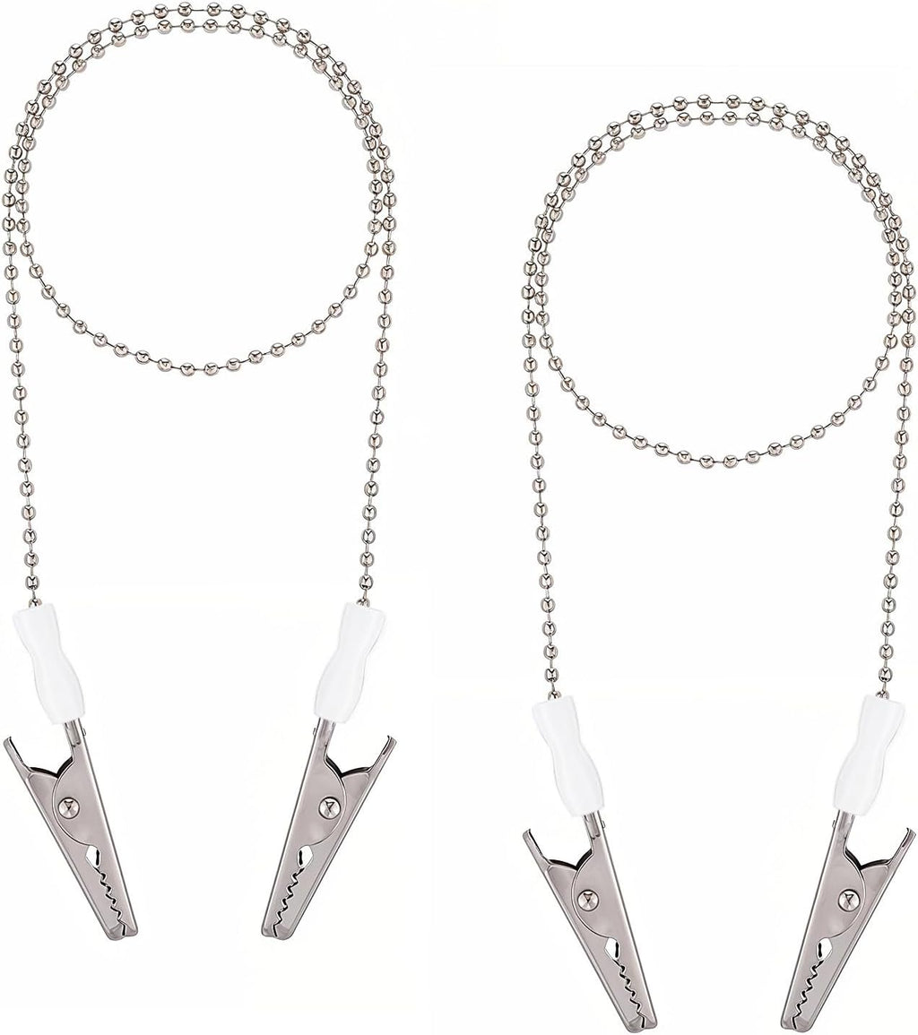 2 PCS Dental Bib Clips Adjustable Bib Holder Reusable Napkin Clips for Running, Dining, Hair Salons, Silver