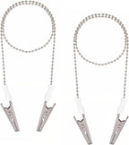 2 PCS Dental Bib Clips Adjustable Bib Holder Reusable Napkin Clips for Running, Dining, Hair Salons, Silver