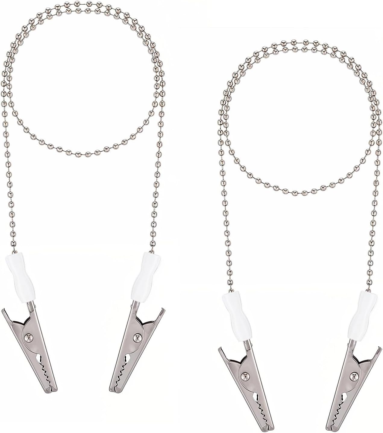 2 PCS Dental Bib Clips Adjustable Bib Holder Reusable Napkin Clips for Running, Dining, Hair Salons, Silver