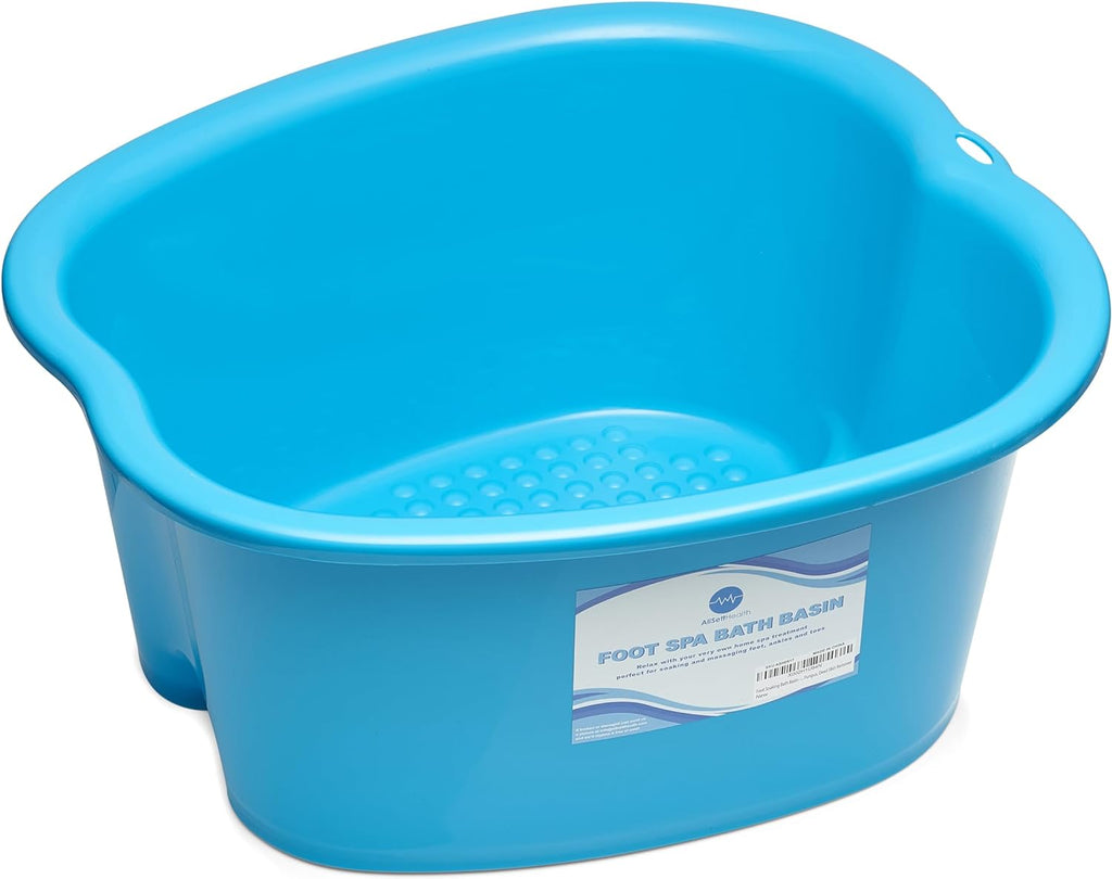 AllSett Health Foot Soaking Bath Basin – Large Size for Soaking Feet | Pedicure and Massager Tub for at Home Spa Treatment | Callus, Fungus, Dead Skin Remover, Blue