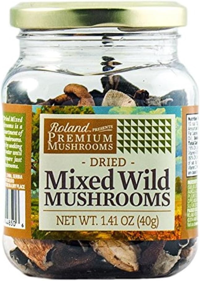 Roland Foods Premium Dried Mixed Wild Mushrooms, Specialty Imported Food, 1.41-Ounce Jar