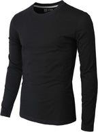 H2H Mens Casual Slim Fit Long Sleeve T-Shirts Soft Lightweight V-Neck/Crew-Neck Size XS to 3XL