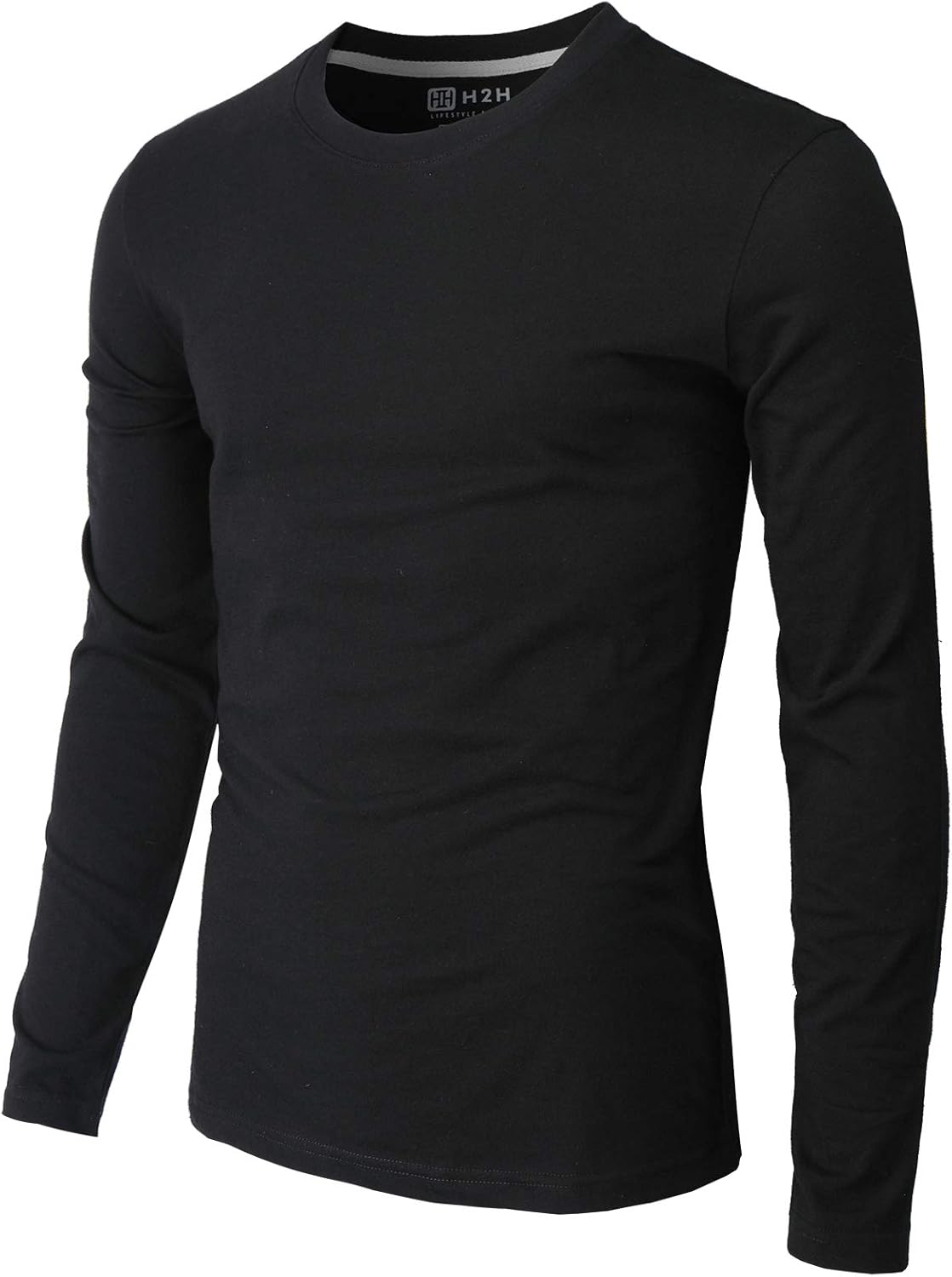 H2H Mens Casual Slim Fit Long Sleeve T-Shirts Soft Lightweight V-Neck/Crew-Neck Size XS to 3XL