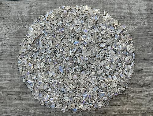 WHOLESALE Natural Semi Tumbled Angel Aura Quartz Gemstone Chips, Crushed Mini Crystals, Undrilled Crystal Chips (Angel Aura Quartz, 0.5 Pound)