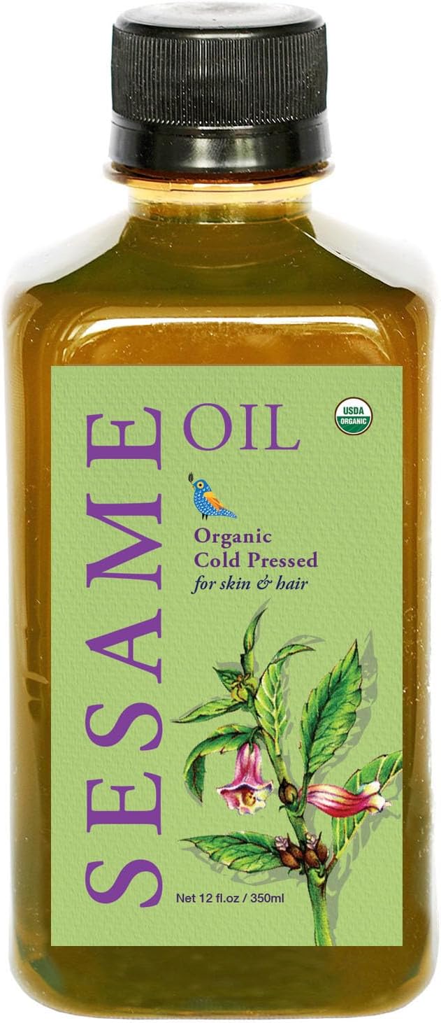 DAANA Sesame Oil for Skin: Certified USDA Organic, Extra Virgin, Cold Pressed (12 fl oz)