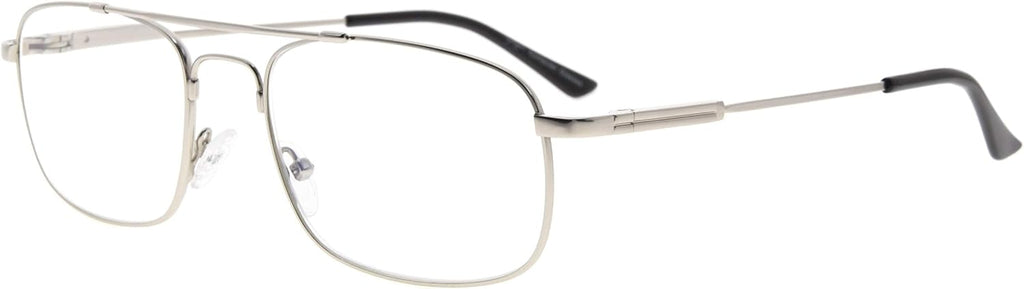 Eyekepper Blue Light Blocking Readers Memory Titanium Computer Reading Glasses Men Women, Transparent Lens (Silver,+1.75)