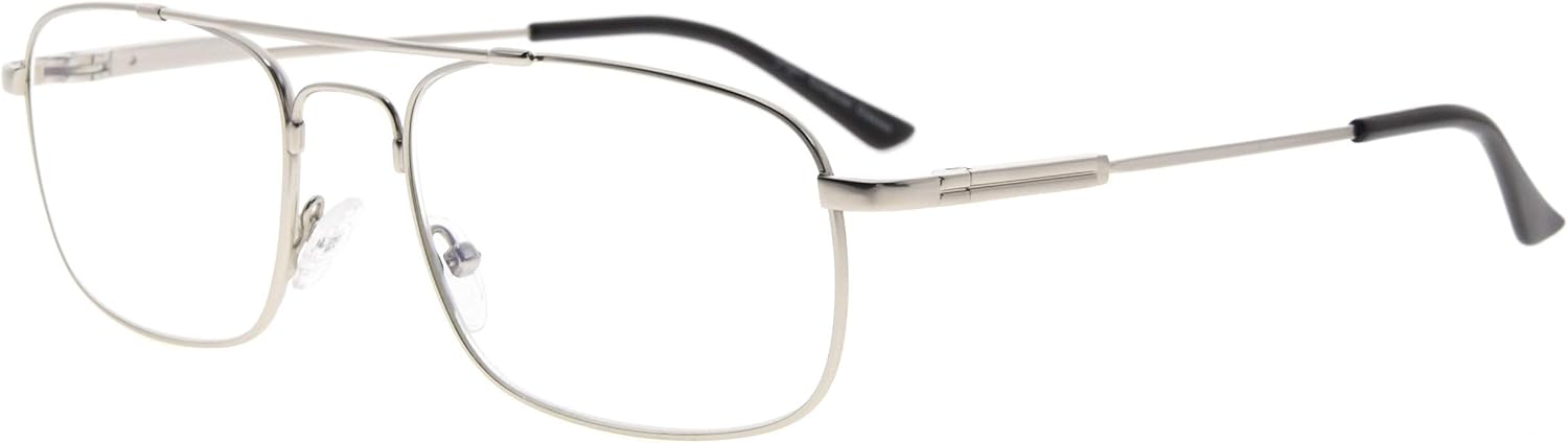 Eyekepper Blue Light Blocking Readers Memory Titanium Computer Reading Glasses Men Women, Transparent Lens (Silver,+1.75)