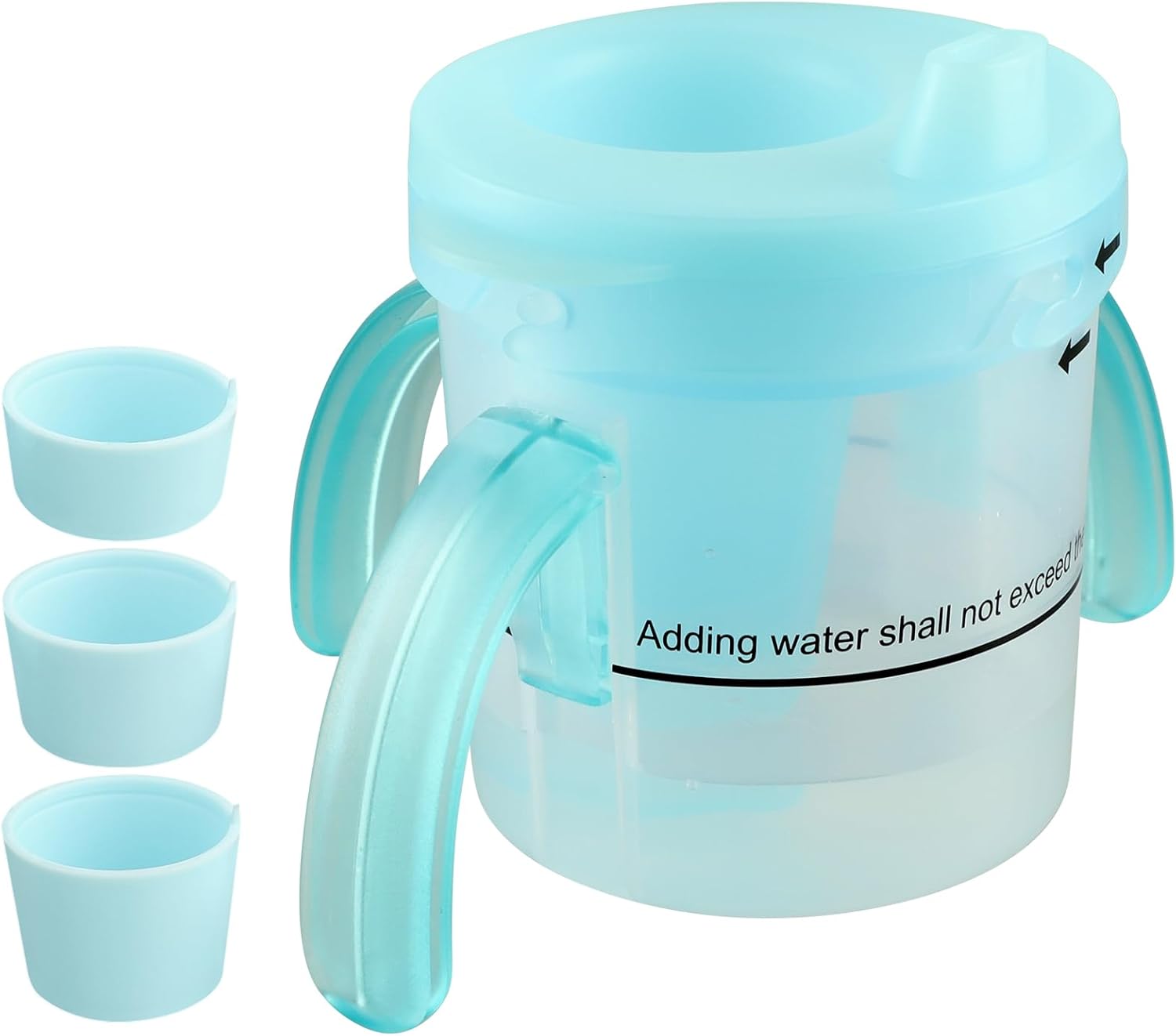 Dysphagia Cup for Adults with Difficulty Swallowing, Swallowing Cup for Elderly Spill Proof 5cc, 10cc, 15cc, No Spill Slow Flow Regulating Drinking Cup to Prevent Choking (Transparent Blue)
