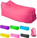 Inflatable Lounger Air Sofa Hammock, Inflatable Couch for Camping, Portable Waterproof Anti-Air Leaking Pouch Couch Air Chair for Outdoor, Beach, Hiking, Picnics, Music Festivals (Pink)