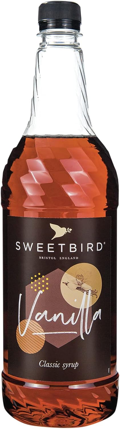Sweetbird Vanilla Flavored Syrup – 1 Liter (Vegan, GMO Free, All Natural)