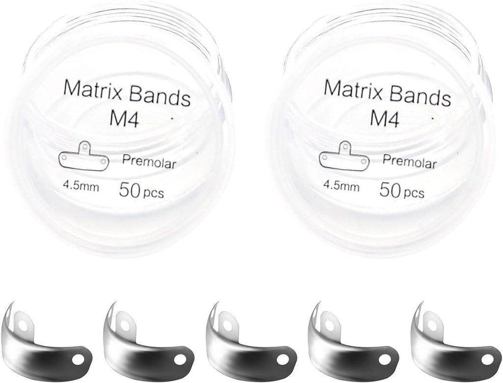 50PCS Dental Sectional Contoured Matrices Matrix Bands, M4 Dental Matrix Bands, Dental Matrix Bands for Dental Restorations (4.5mm, 2)
