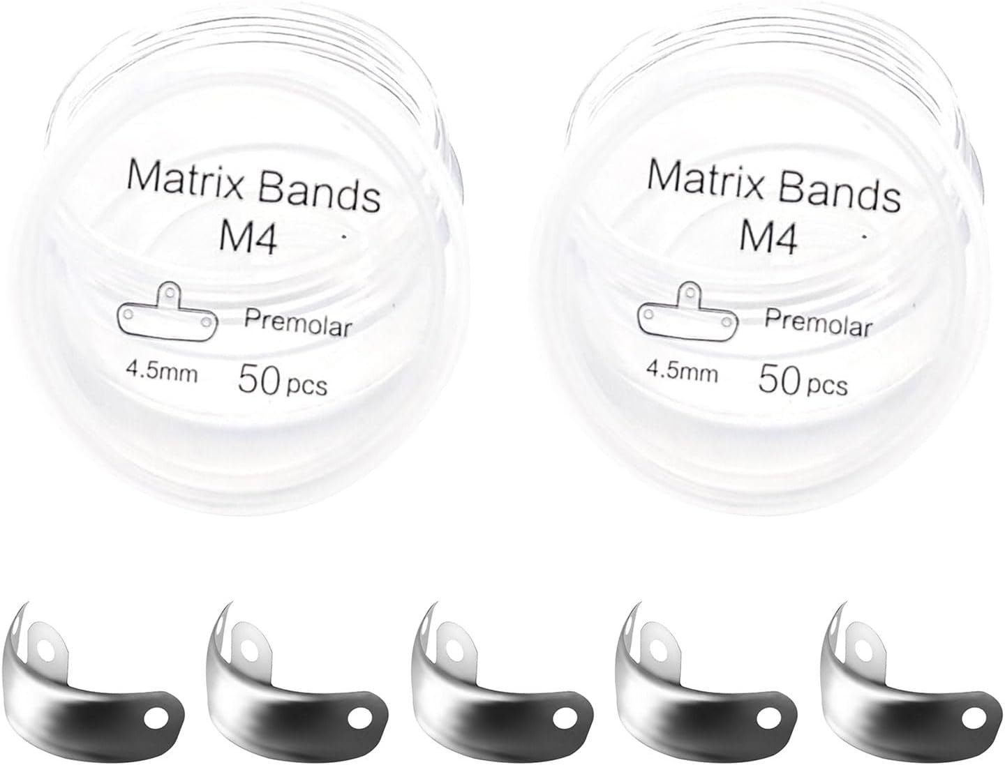 50PCS Dental Sectional Contoured Matrices Matrix Bands, M4 Dental Matrix Bands, Dental Matrix Bands for Dental Restorations (4.5mm, 2)