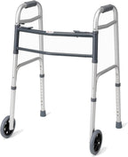 Carex Folding Walker with Wheels for Seniors, Portable Medical Walker with Adjustable Height, 30-37 Inches, Mobility Aid for Adults, Elderly, and Handicapped, Foldable, Aluminum Frame, Lightweight