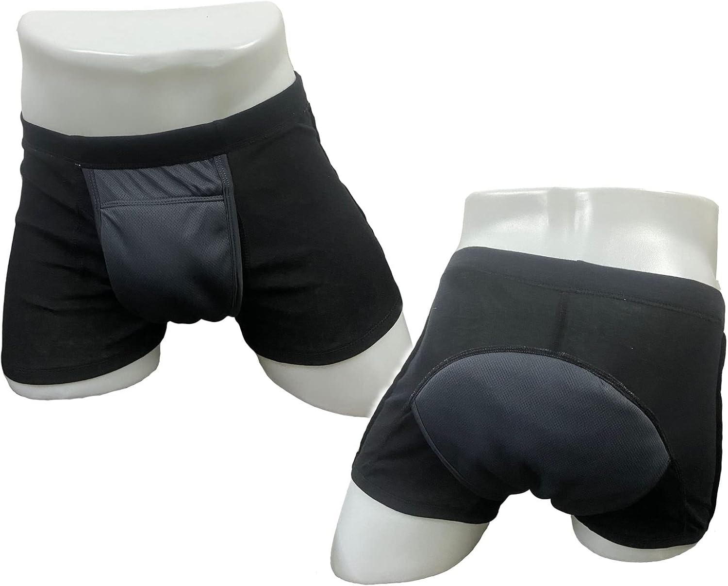 Men's Washable Incontinence Underwear Adults Patient Reusable Breathable Boxer Diapers for Adults Prostate 200ml (XX-Large, Black)