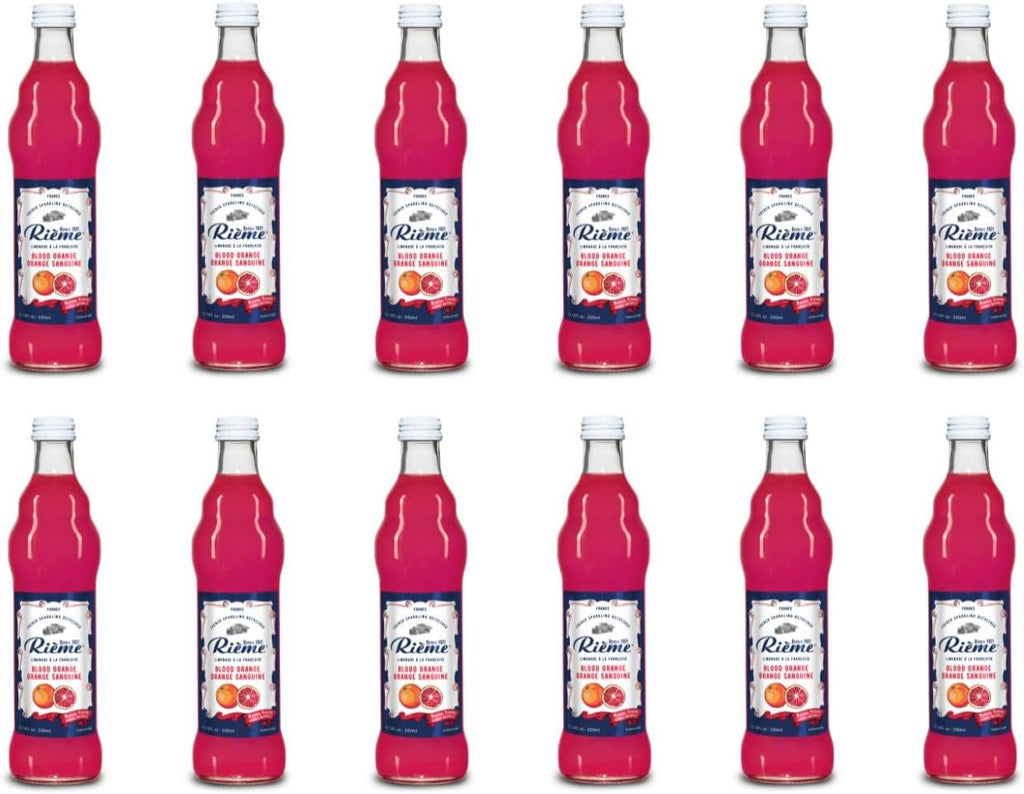 RIÈME Sparkling Limonade à la Française - Premium Artisanal French Limonades, (Blood Orange), Kosher, 11.2 Fl Oz (Pack of 12)