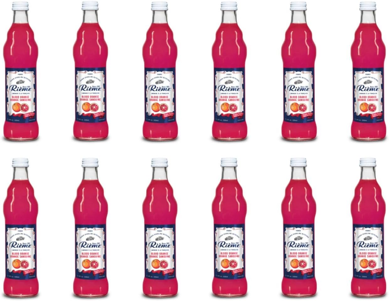 RIÈME Sparkling Limonade à la Française - Premium Artisanal French Limonades, (Blood Orange), Kosher, 11.2 Fl Oz (Pack of 12)