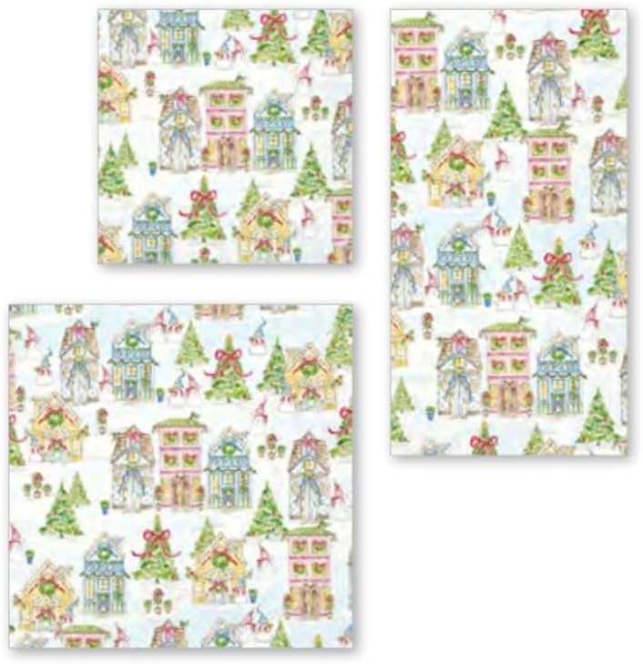 IHR Ideal Home Range Party Napkins Disposable 3-Ply Paper Lunch Napkin Pack, 6.5" x 6.5", Gingerbread House, 20-Count