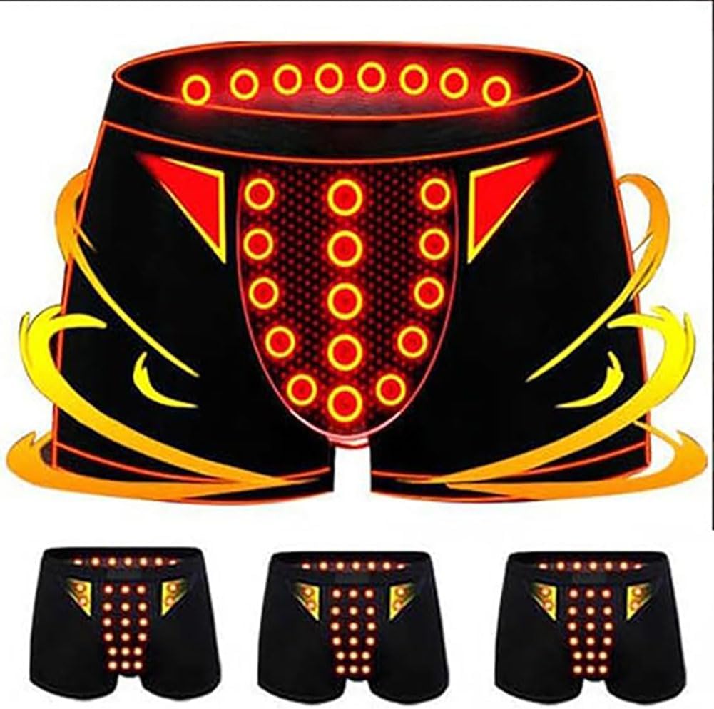 3 Packs Magnetic Therapy Energetic Underwear, Tourmaline Fiber Men Pants, Improving Male Power Boxer Briefs (3pcs,5XL)
