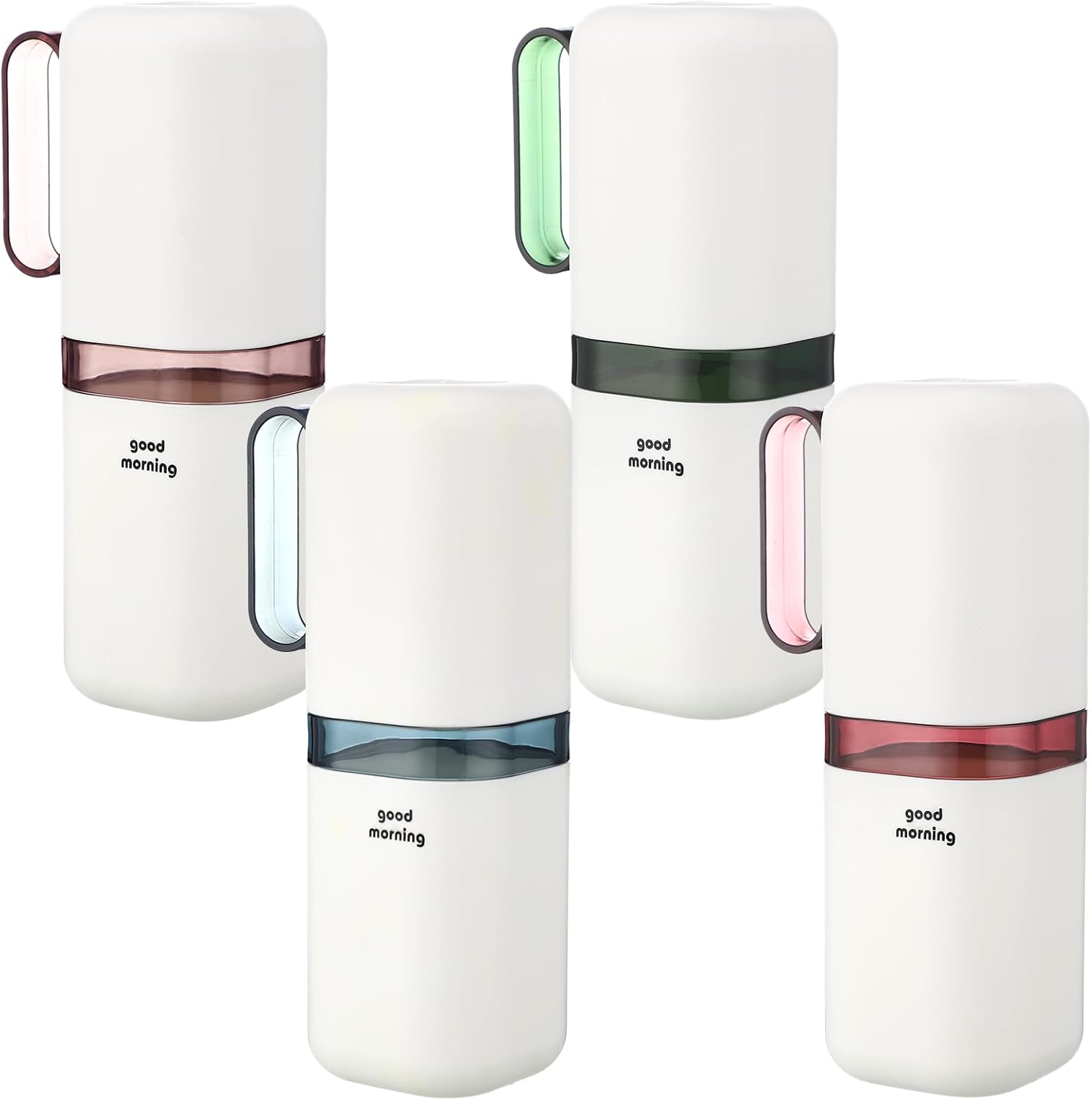 Ziliny 4 Pcs Travel Toothbrush Holder with Cups Toothbrush and Toothpaste Case Multifunctional Travel Tooth Brush Holder Containers Portable Cup with Handle for Camping Business