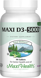 Vitamin D3 5000 IU (125 mcg) - High Dose Vitamin D 5000 IU for Healthy Bones, Teeth, Immune Support - Kosher Non GMO - High Potency Vit D3 - Pure Vitamin D Supplements for Women and Men - 90 Tablets
