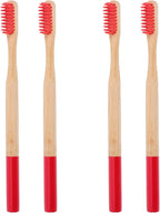 FRCOLOR 4Pcs Bamboo Toothbrushes for Adults with Soft Bristles Eco Friendly Manual Toothbrush Set Ergonomic Non Slip Handle for Travel and Home Use