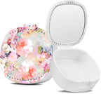 Retainer Case, Denture Case Night Guard Mouth Guard With Mirror and Ventilation Holes,Pink Flower