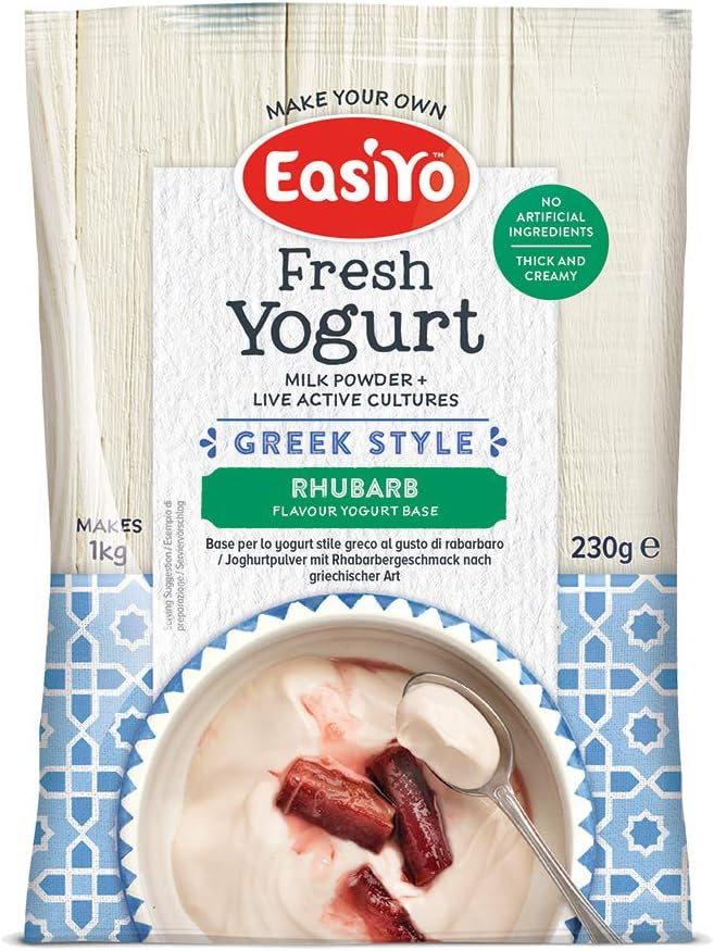 Easiyo Greek & Rhubarb Premium Yoghurt Mix 230g (Pack of 6)