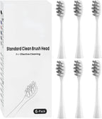6 Pack Replacement Brush Heads Compatible with Oclean Electric Toothbrush Heads for Oclean Spark, Flow, X Pro, X Pro Elite, X Pro Digital, X Lite, X10, X Ultra, Air2, F1 (White)