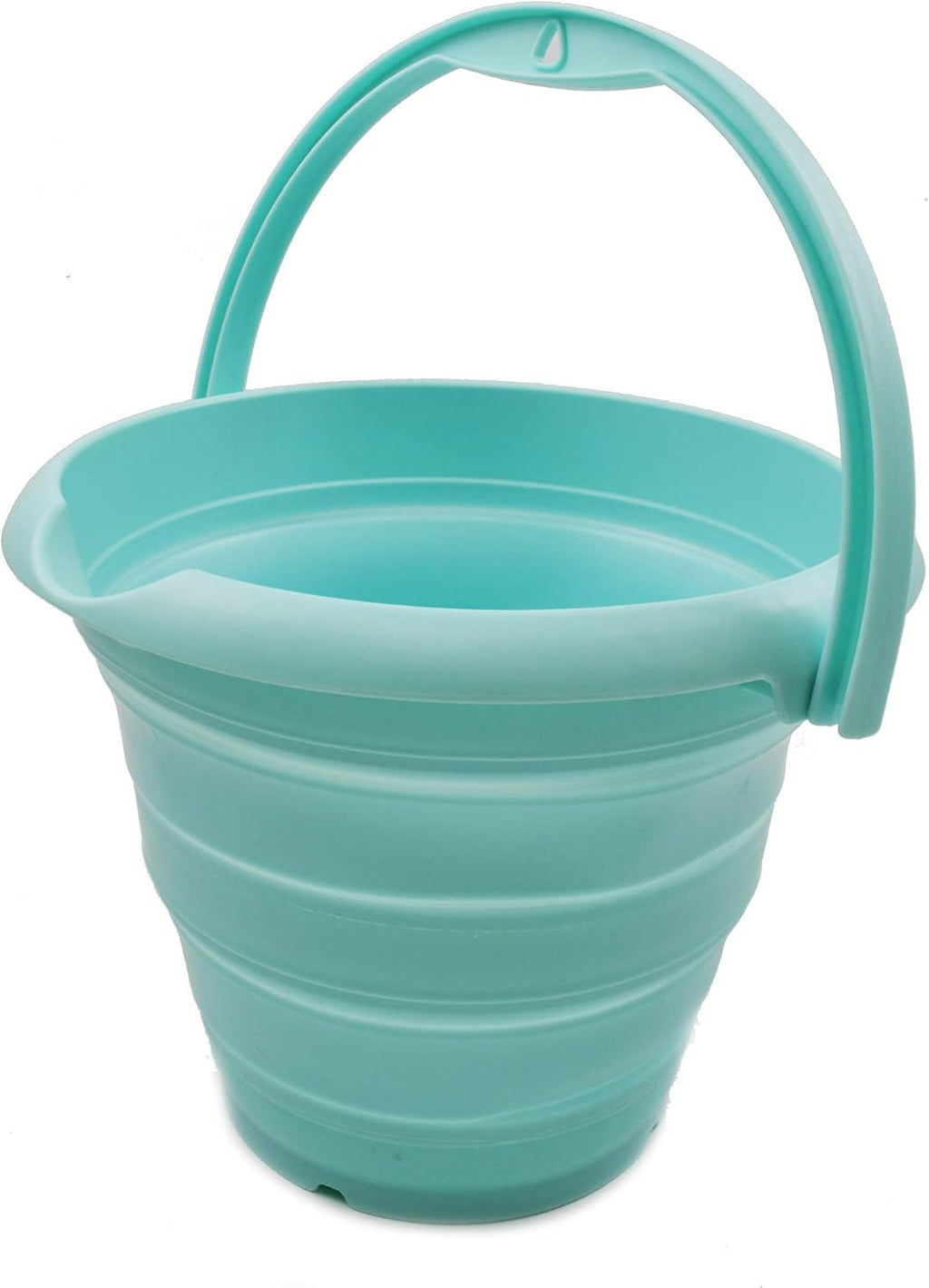 SAMMART 5L (1.32 Gallon) Collapsible Plastic Bucket - Foldable Round Tub - Portable Fishing Water Pail - Space Saving Outdoor Waterpot (5L Round, Lake Green)
