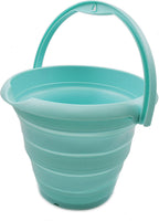 SAMMART 5L (1.32 Gallon) Collapsible Plastic Bucket - Foldable Round Tub - Portable Fishing Water Pail - Space Saving Outdoor Waterpot (5L Round, Lake Green)