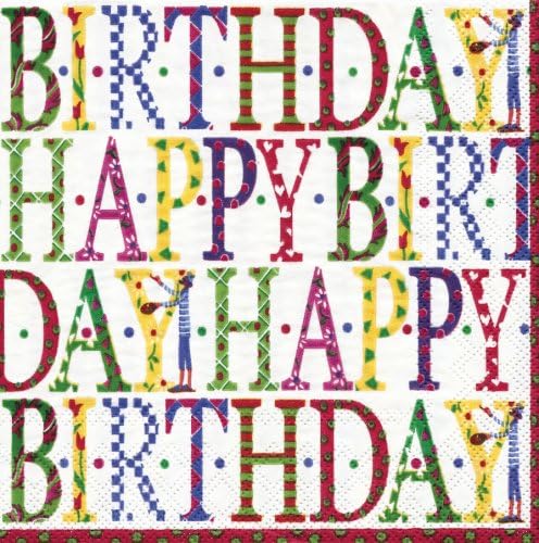 Entertaining with Caspari Set of 2 Happy Birthday Set of 20 Paper Lunch Napkins
