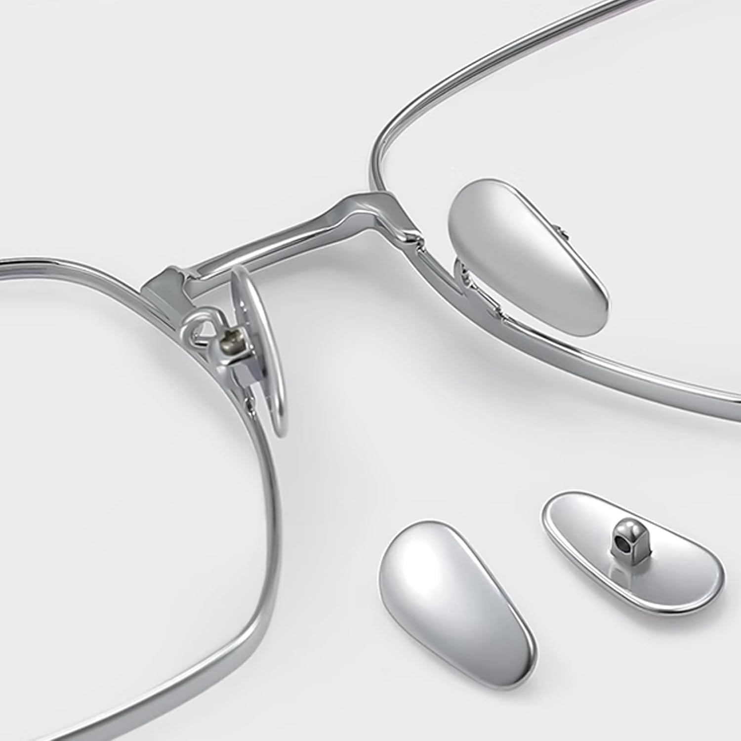 Screw-in Metal Glasses Nose Pad 2Pairs, Anti-Slip Titanium Glasses Nose Pieces, Replacement Nose Pieces Pads for Glasses Sunglasses with Screws and 3-in-1 Screwdriver(S,Silver)