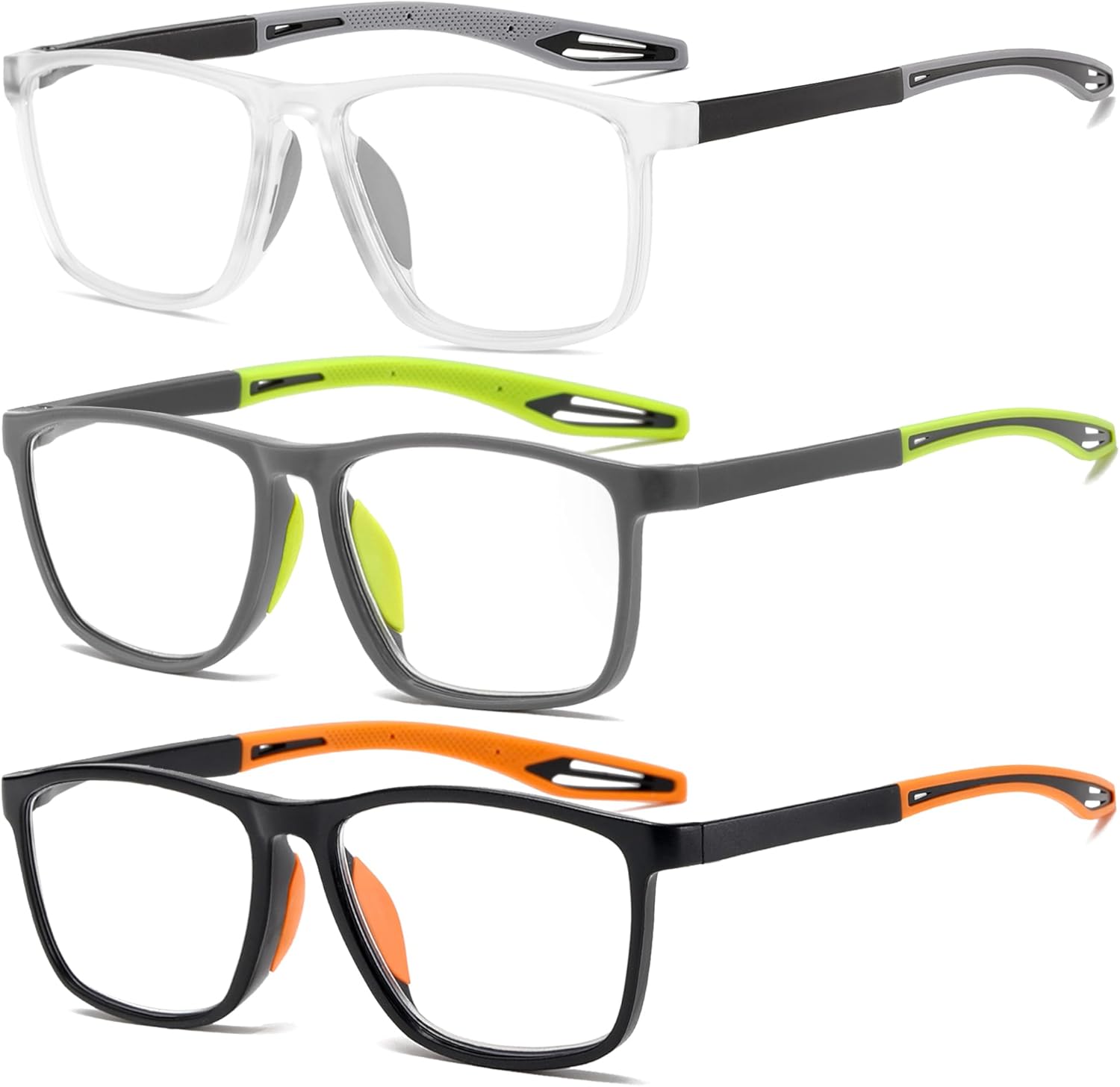 Reading Glasses for Men Sporty Design TR90 Blue Light Blocking Reader Comfortable and Flexible Lightweight +2.5