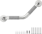 Grab Bars for Bathtubs and Showers- 1-1/4 x 16 Angled Shower Grab Bar for Seniors Knurled Stainless Steel Handicap Grab Bars for Wall, 15" Hole Center (Polished Nickel, 1 Pack)