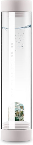 VitaJuwel Sana FOREVER YOUNG cloud white | Crystal Water Carafe with Aventurine, Aquamarine, Smoky Quartz & Clear Quartz - Cleansing/Detox, Stress-Relief & Serenity