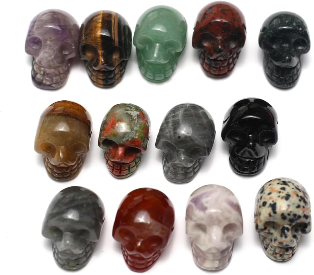 LHJ 7 Pcs Natural Stone Ornaments Crystal Décor Stone Figurines Carved Healing Statue Home Table Sculpture Cute Animal Decoration for Women Men Gift
